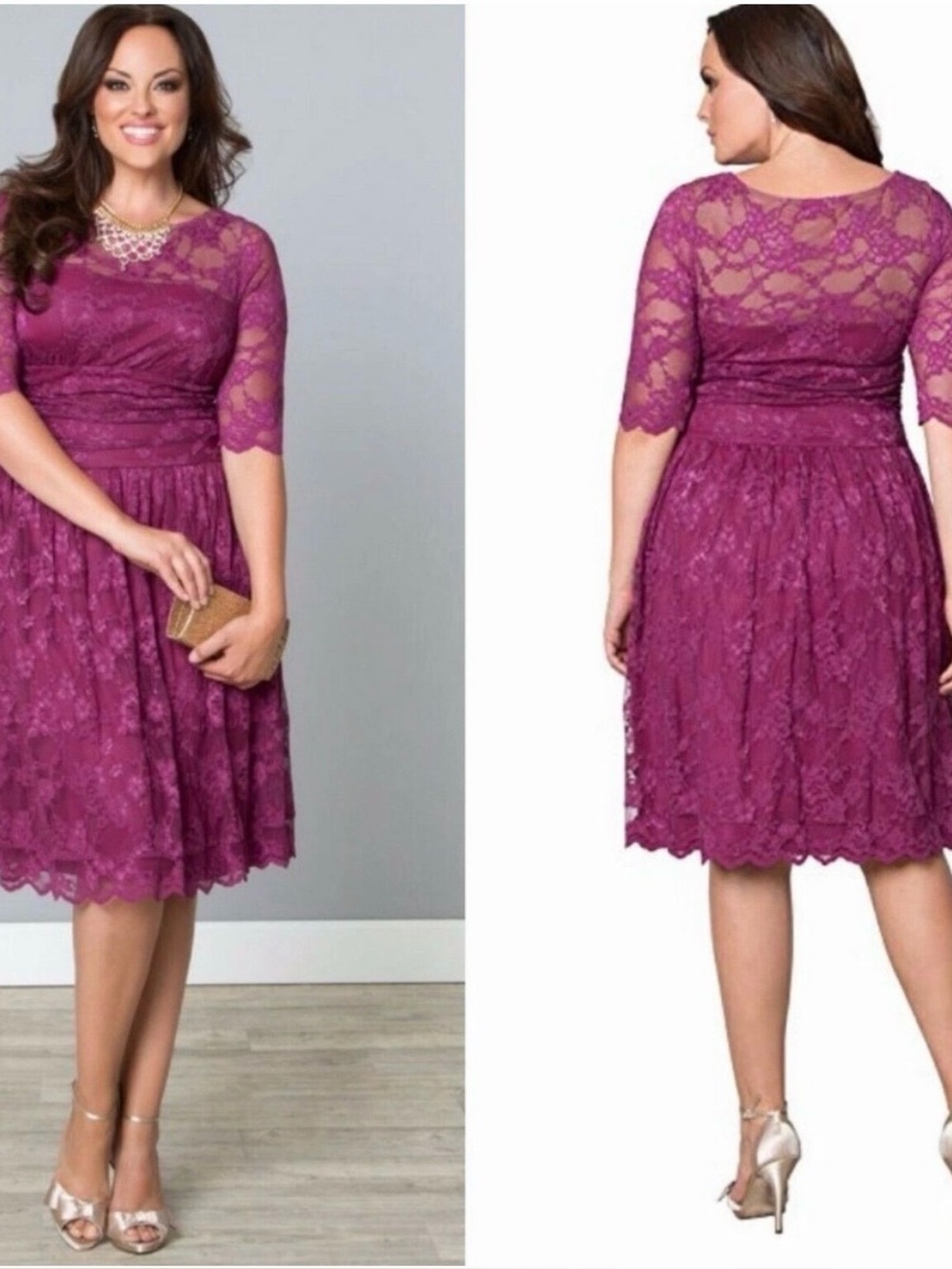 Kiyonna Luna Lace dress in wine plus size women’s 2X (18-20) new!